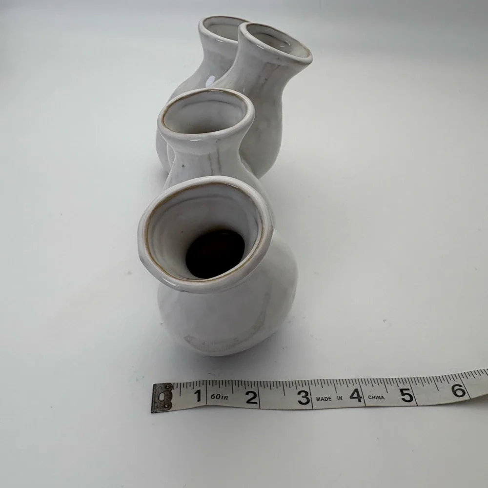 Multi-Vase Cream/White Ceramic/Pottery Style Vase Set